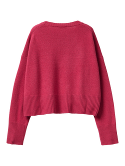 Benetton Relaxed Fit Wool Blend Jumper, Red - view 2, Red