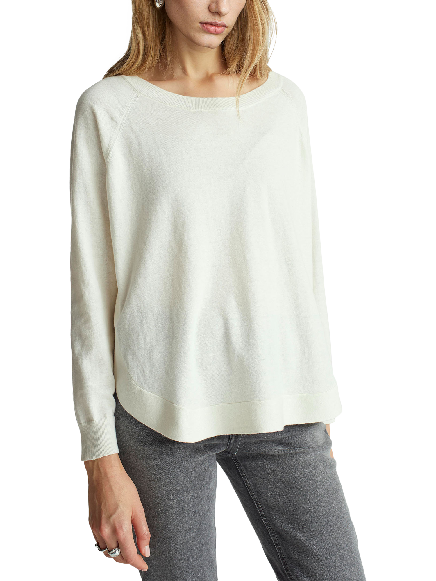 Product image 1 of 6, which shows Benetton A-Line Raglan Sleeve Jumper, White, XS