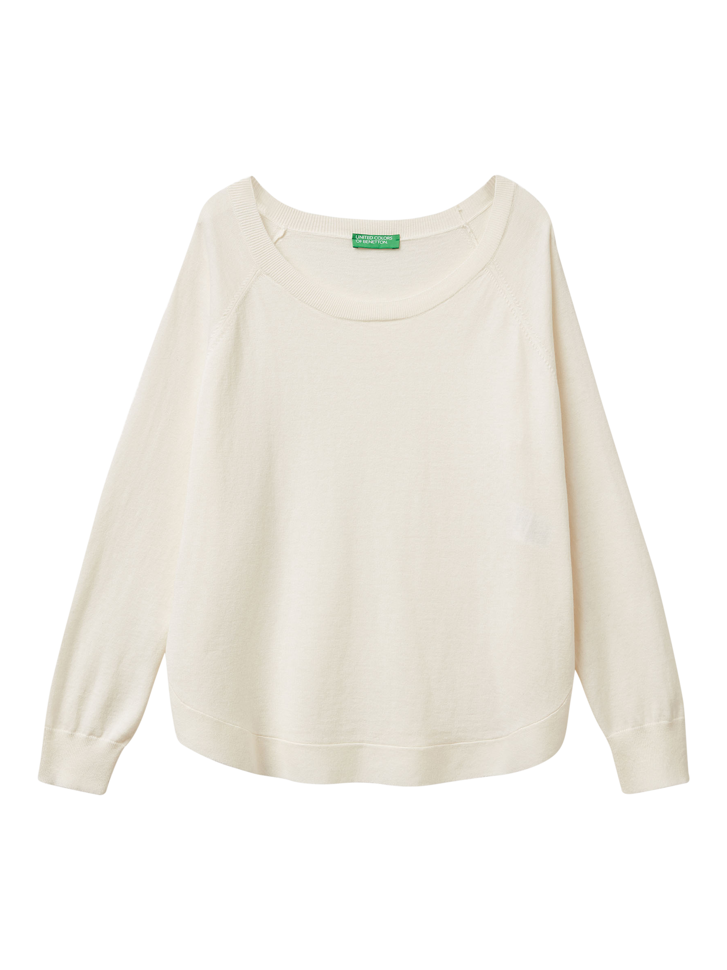Product image 4 of 6, which shows Benetton A-Line Raglan Sleeve Jumper, White, XS