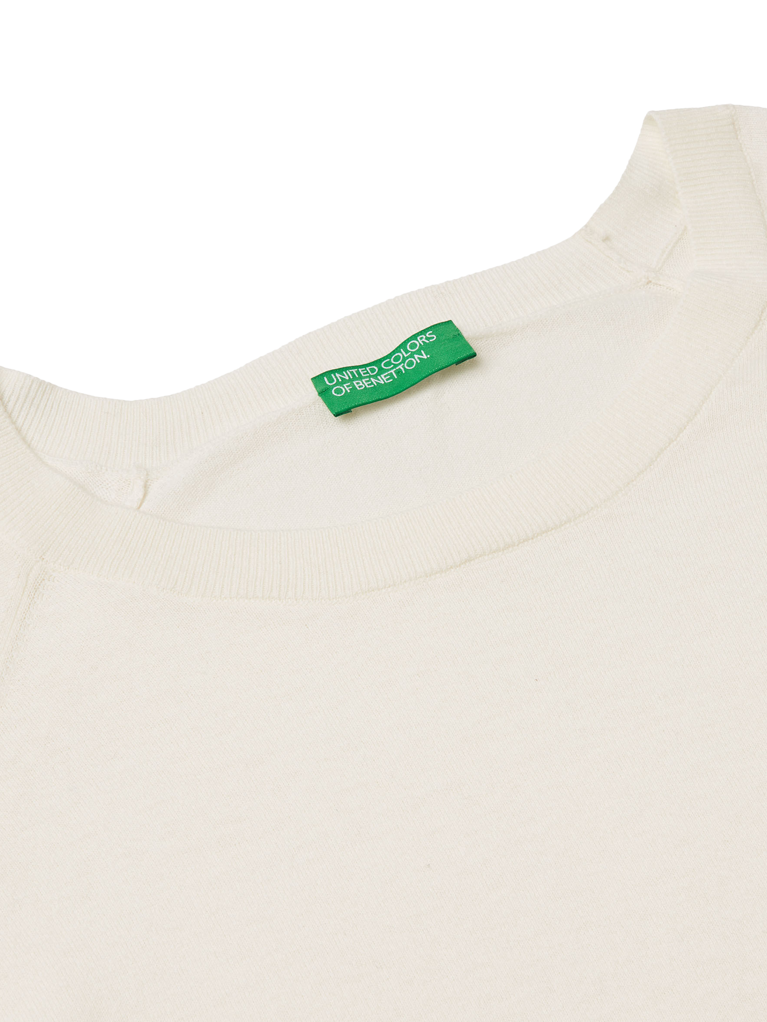 Product image 6 of 6, which shows Benetton A-Line Raglan Sleeve Jumper, White, XS