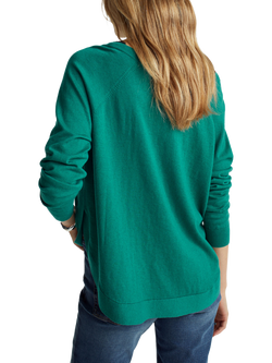 Benetton Crew Neck A-Line Raglan Sleeve Jumper, Green - view 2, Green