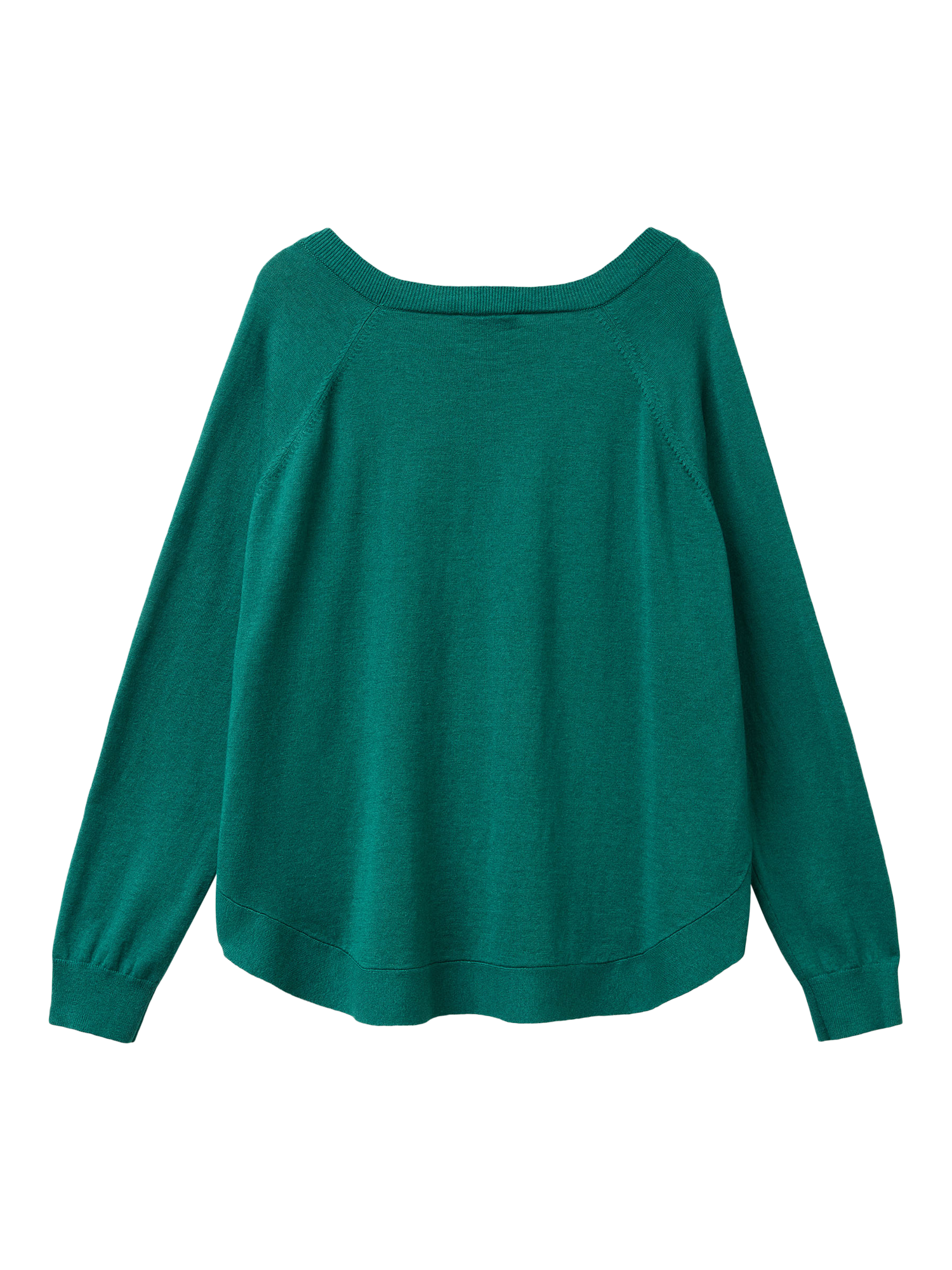 Product image 5 of 6, which shows Benetton Crew Neck A-Line Raglan Sleeve Jumper, Green, XS