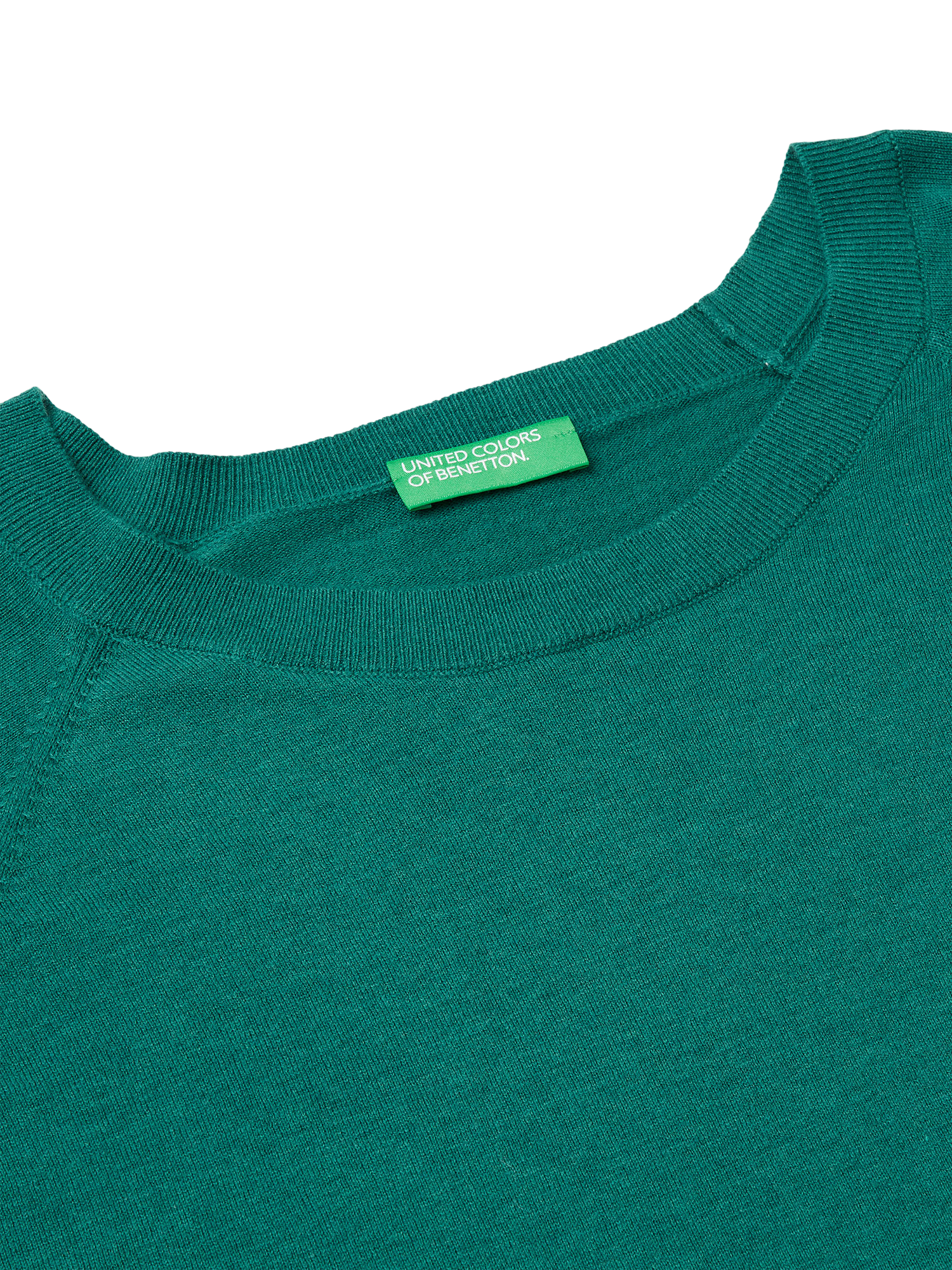 Product image 6 of 6, which shows Benetton Crew Neck A-Line Raglan Sleeve Jumper, Green, XS