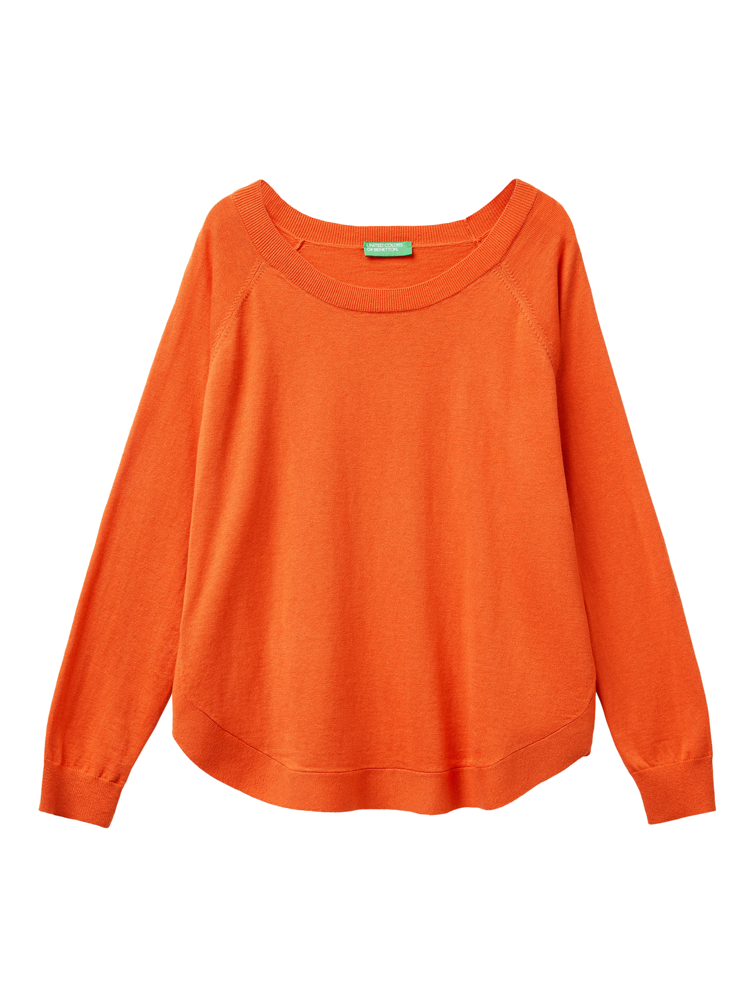 Product image 1 of 3, which shows Benetton A-Line Raglan Sleeve Jumper, Orange, XS