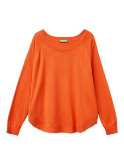 Benetton A-Line Raglan Sleeve Jumper, Orange