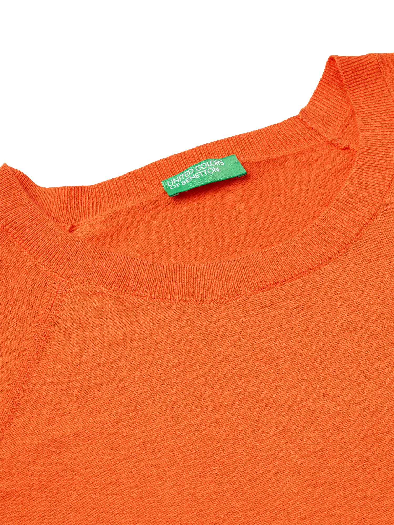 Product image 3 of 3, which shows Benetton A-Line Raglan Sleeve Jumper, Orange, XS