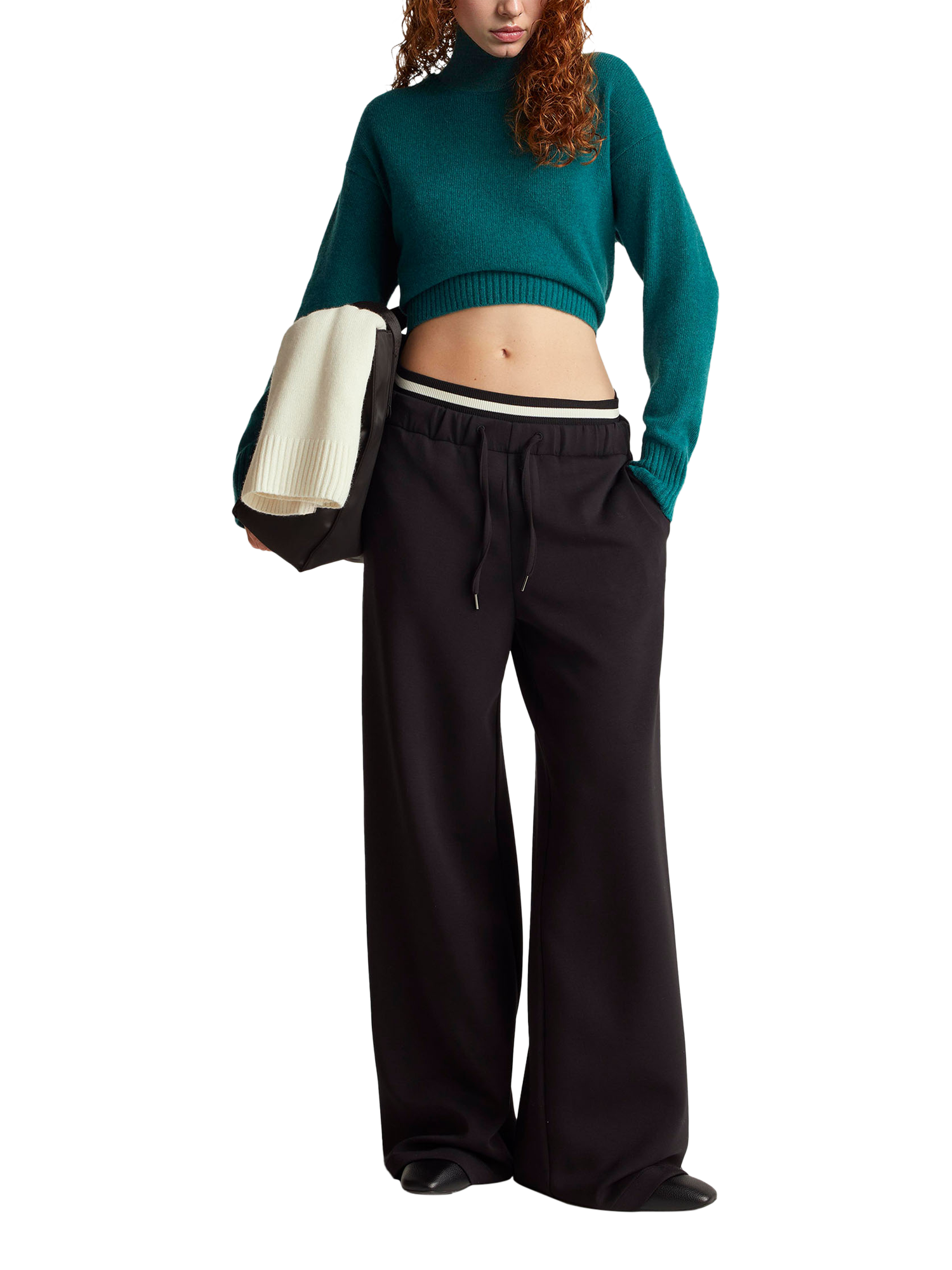 Product image 3 of 6, which shows Benetton Crew Neck Boxy Wool Rich Jumper, Green, XS