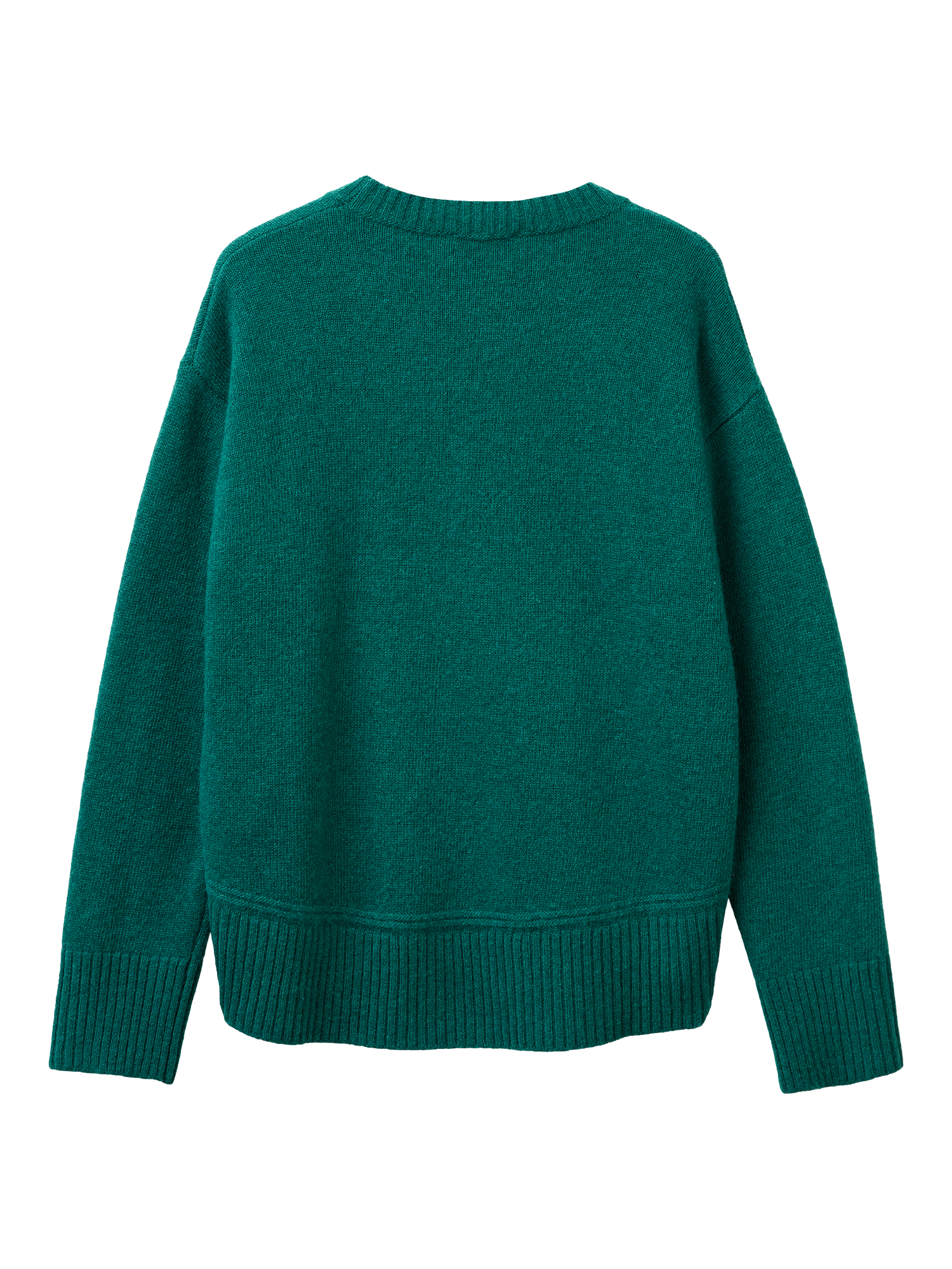 Product image 5 of 6, which shows Benetton Crew Neck Boxy Wool Rich Jumper, Green, XS