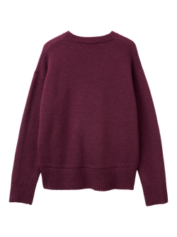 Benetton Crew Neck Wool Rich Jumper, Plum - view 2, Plum