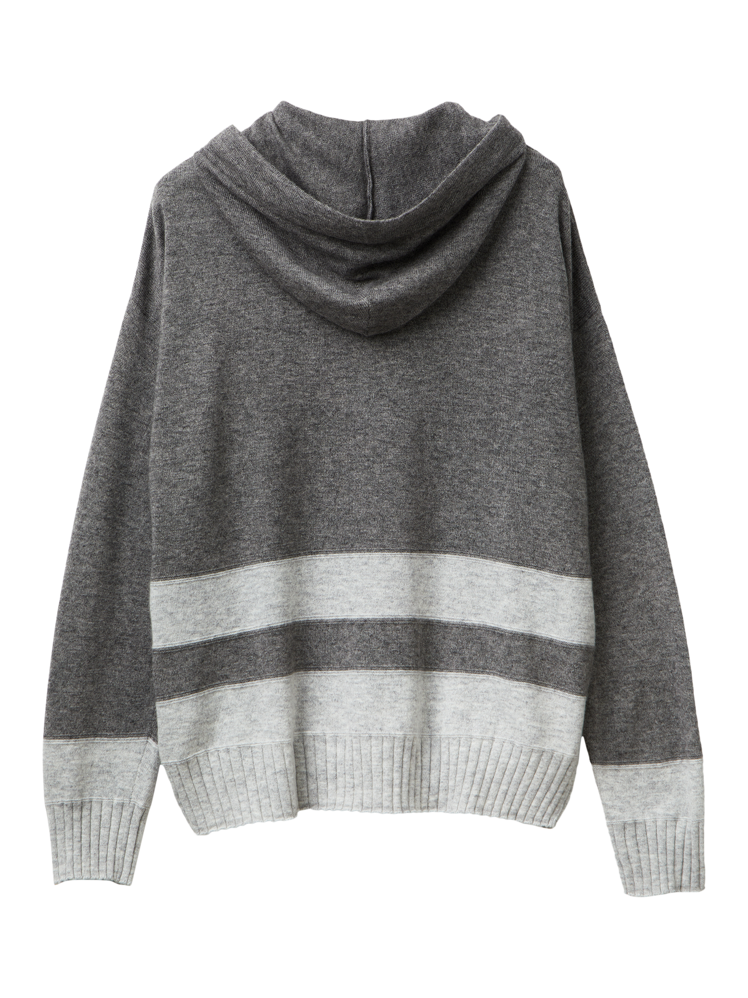 Product image 5 of 6, which shows Benetton Stripe Hem Knitted Hoodie, Grey, XS