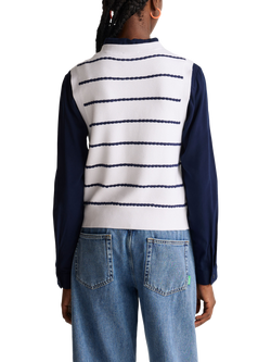 Benetton Picot Stripe Jacquard Knit Tank Top, White - view 2, White