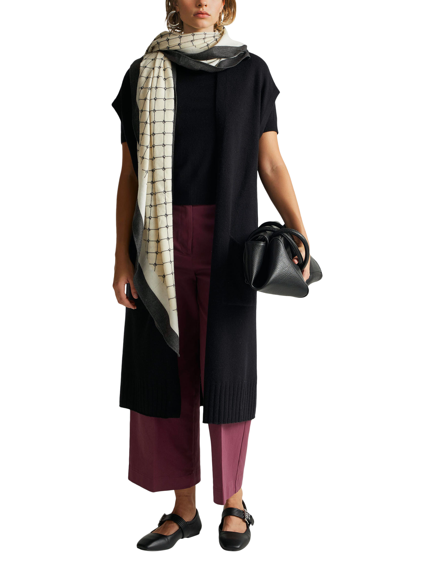 Product image 3 of 6, which shows Benetton Open Neck Sleeveless Longline Cardigan, Black, S