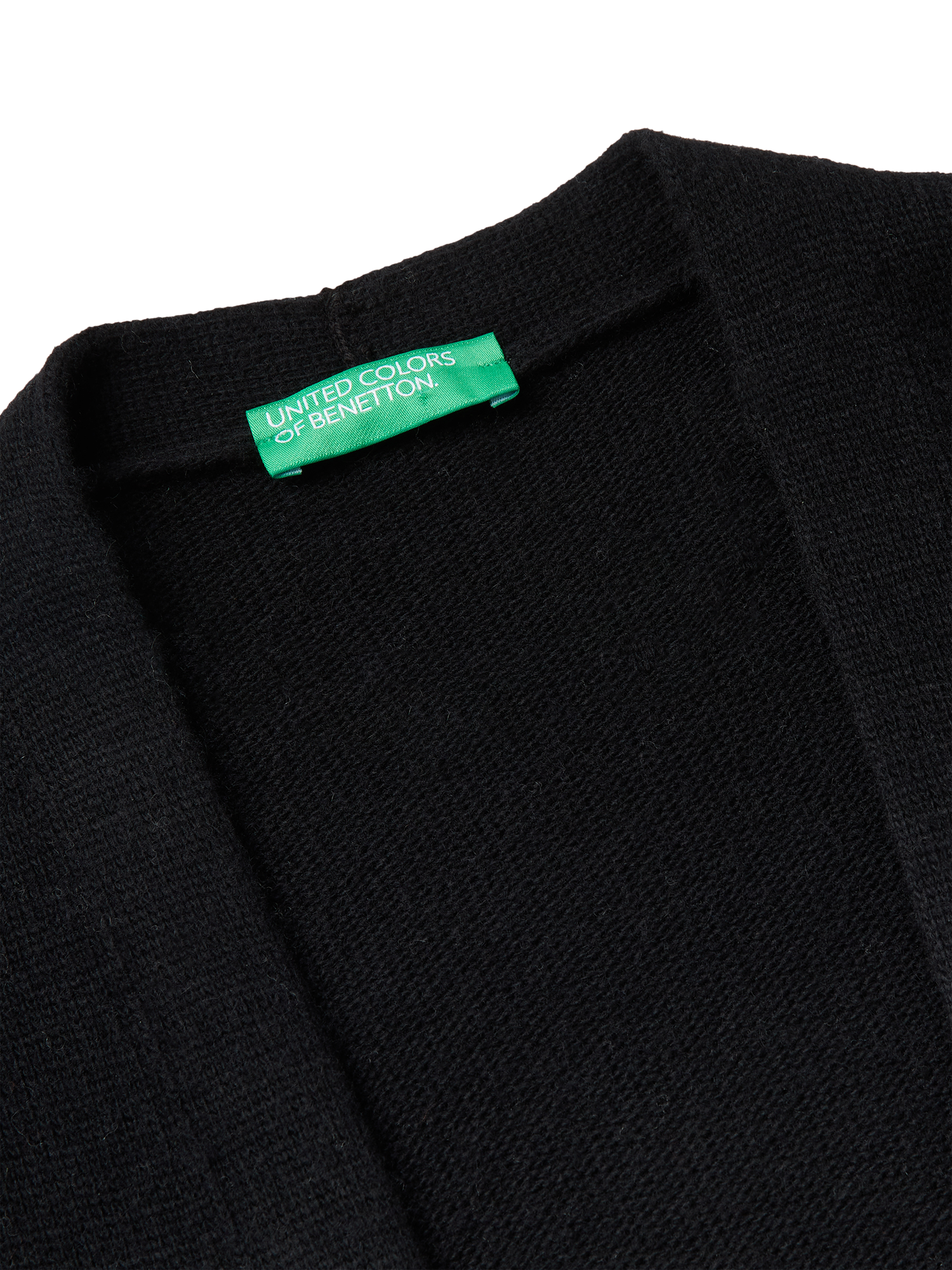 Product image 6 of 6, which shows Benetton Open Neck Sleeveless Longline Cardigan, Black, S