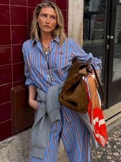 Never Fully Dressed Miley Stripe Shirt, Blue Light, Blue Light