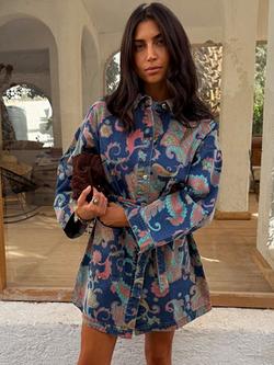 Never Fully Dressed Paisley Denim Shacket, Blue/Multi, Blue/Multi