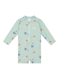 Swim Essentials Kids' Bluey Print Long Sleeve Swimsuit, Green, Green