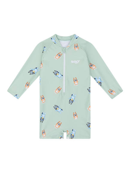 Swim Essentials Kids' Bluey Print Long Sleeve Swimsuit, Green, Green