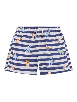 Swim Essentials Kids' Bluey Print Swim Shorts, Black Striped, Black Striped