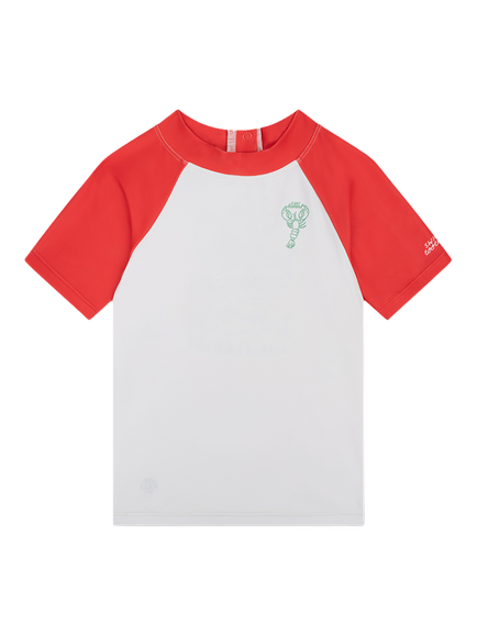 Swim Essentials Kids' Catch Of The Day Short Sleeve T-Shirt, Red And White, Red And White