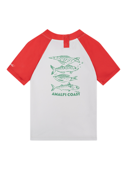 Swim Essentials Kids' Catch Of The Day Short Sleeve T-Shirt, Red And White - view 2, Red And White