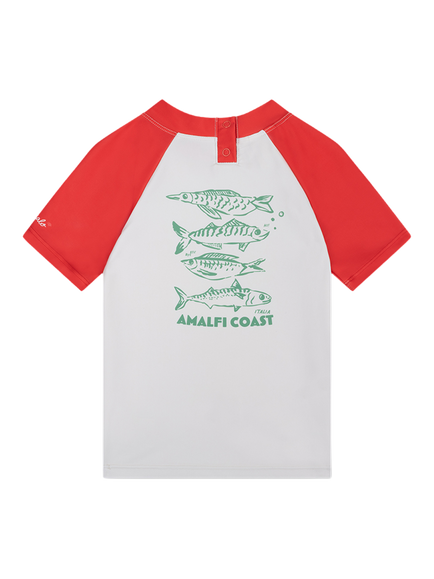 Swim Essentials Kids' Catch Of The Day Short Sleeve T-Shirt, Red And White - view 2, Red And White
