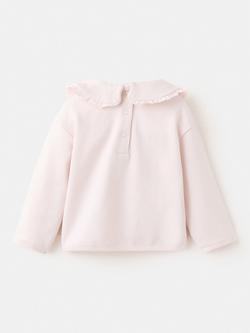 Mango Baby Cotton Peter Pan Collar Jumper, Pink - view 2, Pink