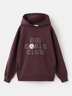 Mango Kids' Goals Hoodie, Dark Red, Dark Red