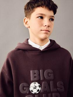 Mango Kids' Goals Hoodie, Dark Red - view 2, Dark Red