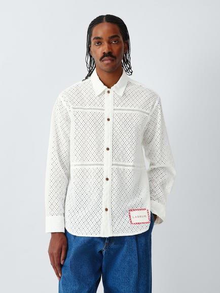 John Lewis x LABRUM Cotton Regular Fit LS Embroidered Logo Shirt, Natural, Natural