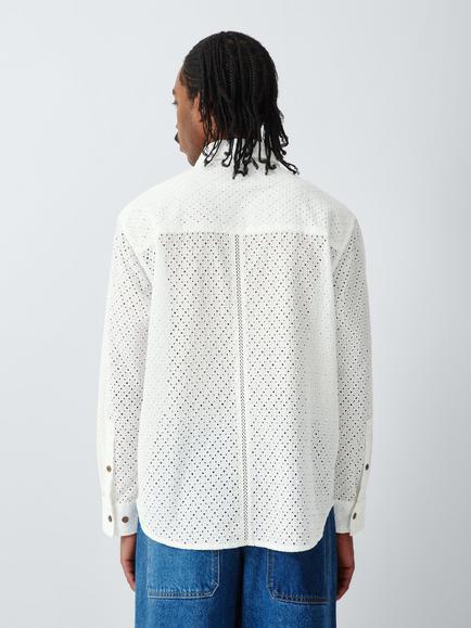 John Lewis x LABRUM Cotton Regular Fit LS Embroidered Logo Shirt, Natural - view 2, Natural