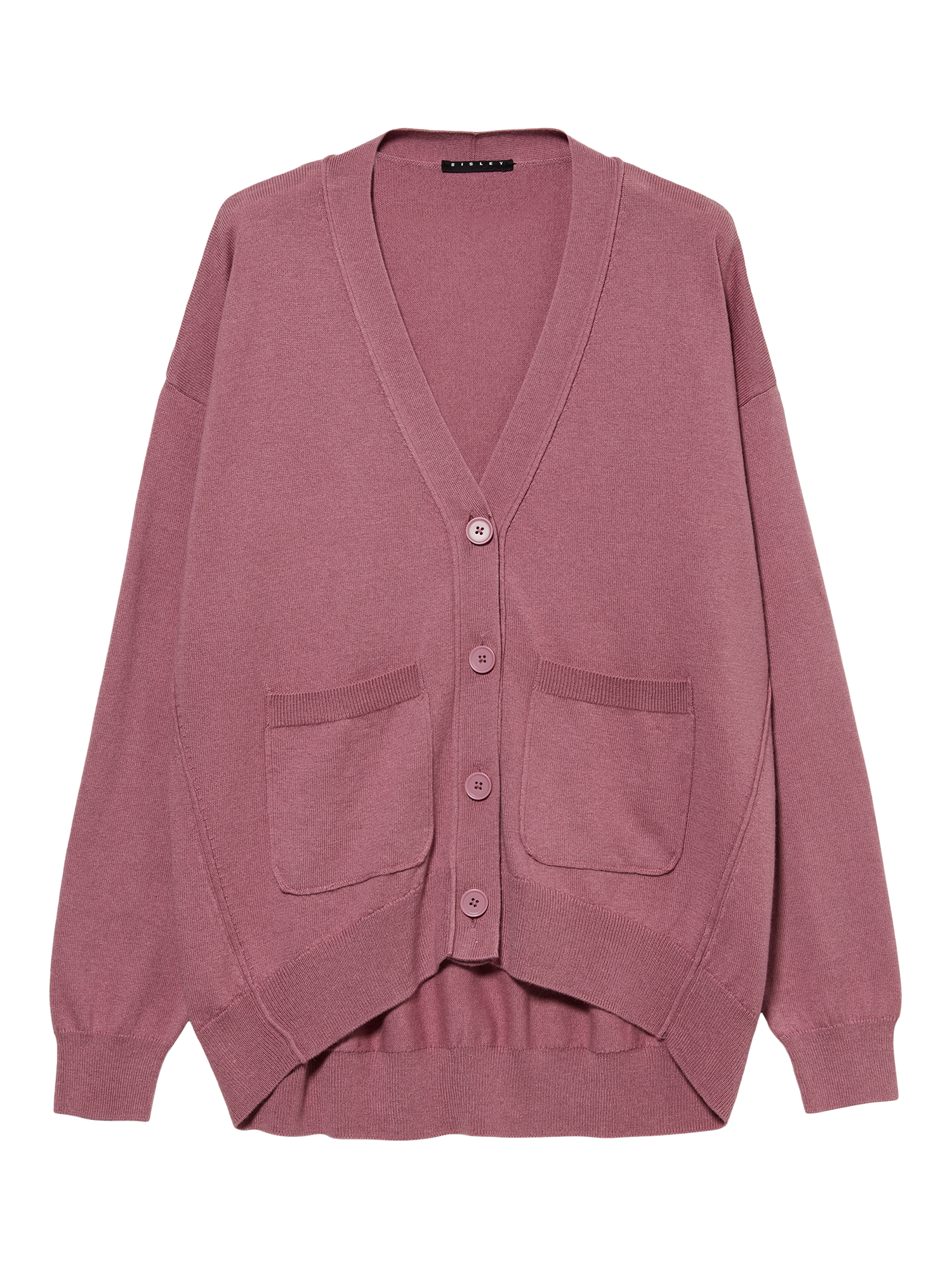 Product image 1 of 2, which shows SISLEY V-Neck Oversized Cardigan, Mauve, L