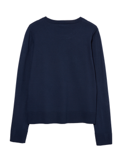 SISLEY Crew Neck Stockinette Stitch Jumper, Night Blue - view 2, Night Blue