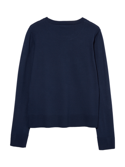 SISLEY Crew Neck Stockinette Stitch Jumper, Night Blue - view 2, Night Blue