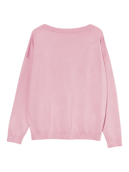 SISLEY Boat Neck Long Sleeve Jumper, Rose - view 2, Rose