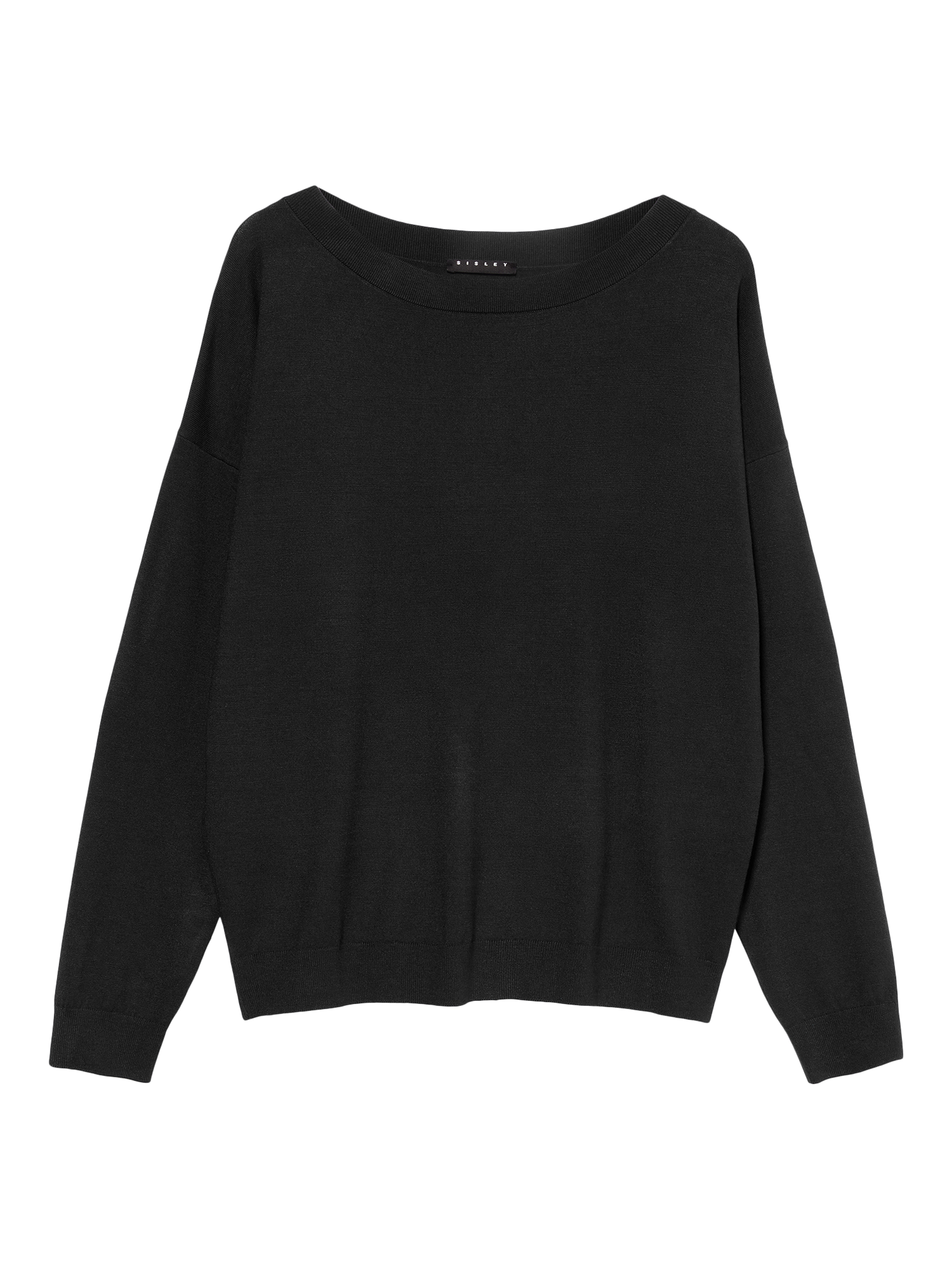 Product image 1 of 1, which shows SISLEY Boat Neck Plain Jumper, Black, L