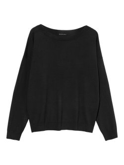 SISLEY Boat Neck Plain Jumper, Black, Black