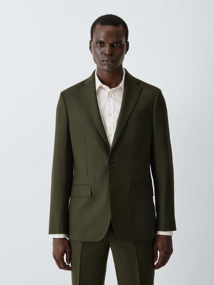John Lewis Birdseye Wool Regular Suit Jacket, Green, Green