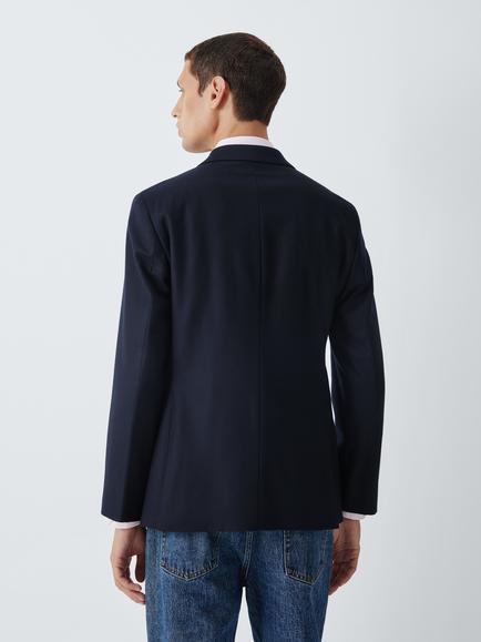 John Lewis Quilted Regular Wool Blazer, Navy - view 2, Navy