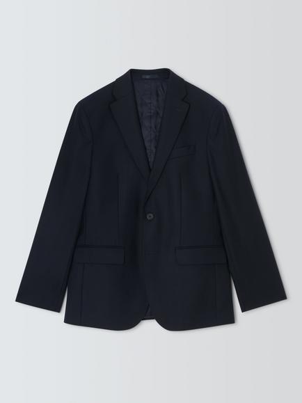 John Lewis Quilted Regular Wool Blazer, Navy, Navy