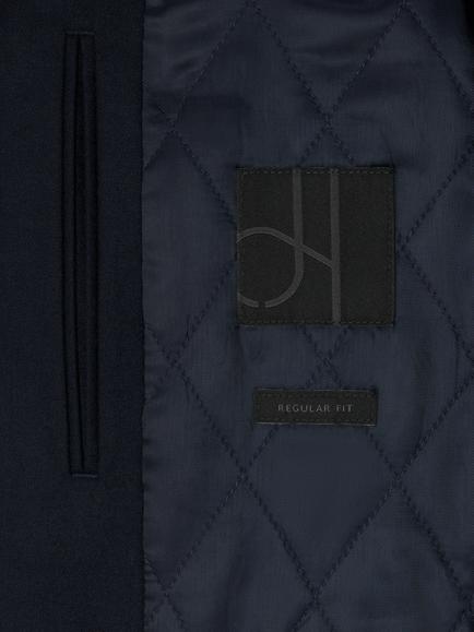 John Lewis Quilted Regular Wool Blazer, Navy - view 2, Navy