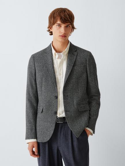 John Lewis Salt and Pepper Wool Blend Blazer, Grey, Grey