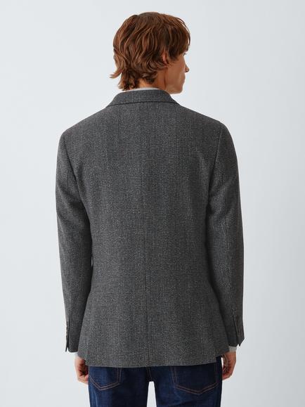 John Lewis Regular Fit Textured Wool Blend Single Breasted Blazer, Brown Blue - view 2, Brown Blue