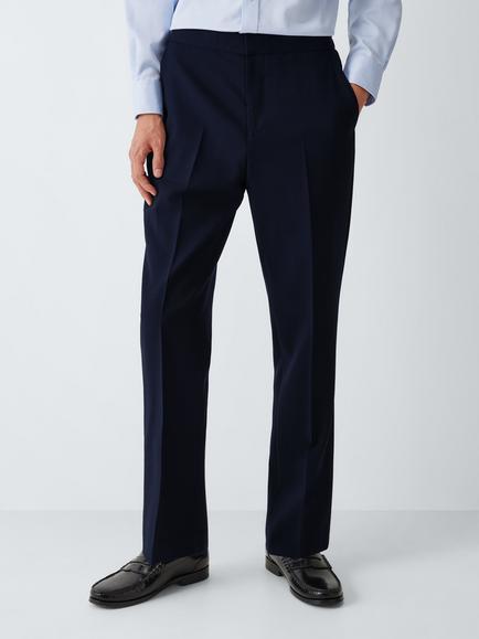 John Lewis Loose Fit Hopstack Wool Trousers, Navy, Navy
