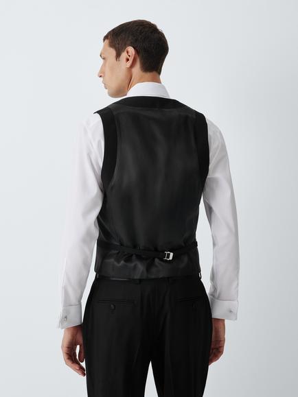 John Lewis Basket Weave Wool Regular Waistcoat, Black - view 2, Black