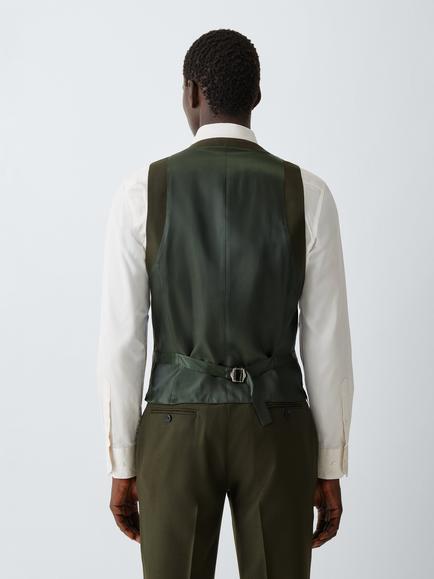 John Lewis Birdseye Wool Regular Waistcoat, Green - view 2, Green