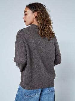 Sisters Point Luca Crew Neck Cardigan, Brown - view 2, Brown