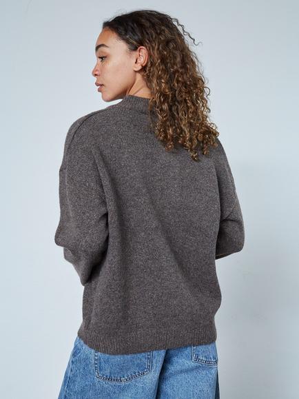 Sisters Point Luca Crew Neck Cardigan, Brown - view 2, Brown
