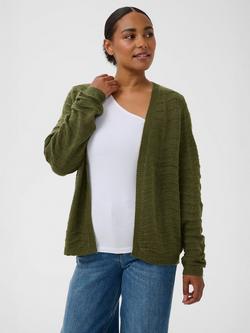 KAFFE Emria Textured Open Neck Cardigan, Green, Green