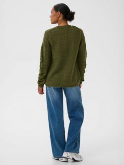 KAFFE Emria Textured Open Neck Cardigan, Green - view 2, Green
