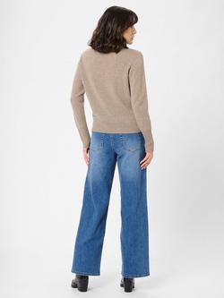 KAFFE Cashie Crew Neck Wool Rich Jumper, Brown - view 2, Brown